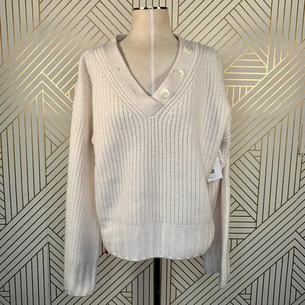 Equipment‎ Nigel Sweater in Ivory Button Cashmere - Image 3