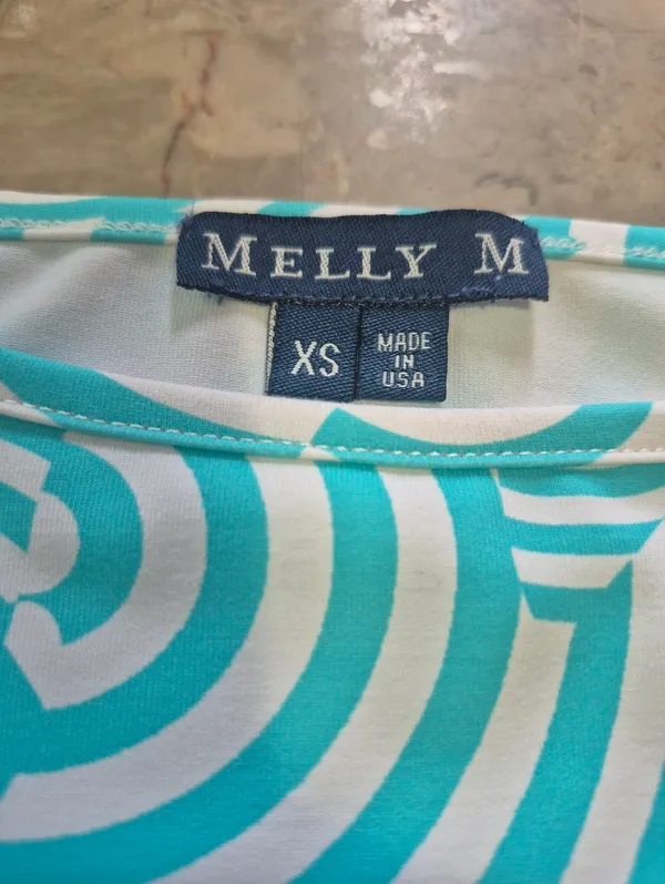 Melly M tennis golf summer long sleeve green Geo Print 3/4 Sleeve Top Xsmall - Image 4