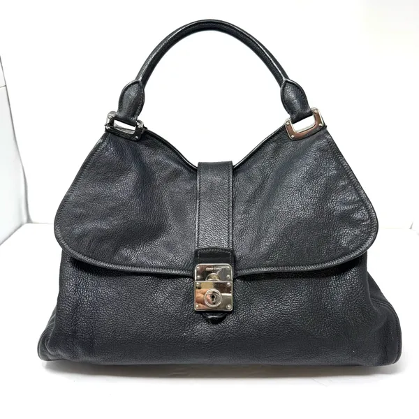 MIU MIU black textured leather satchel - Image 3