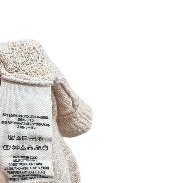 Free People Betty Cardigan Sweater Linen Blend‎ Beige Tan Size XL - Image 12