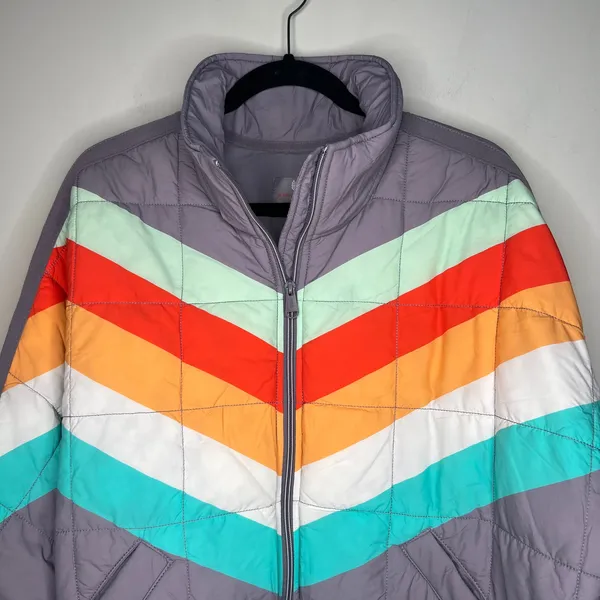 Free People Pipa Stripe Quilted Packable Puffer Jacket Size Large - Image 5