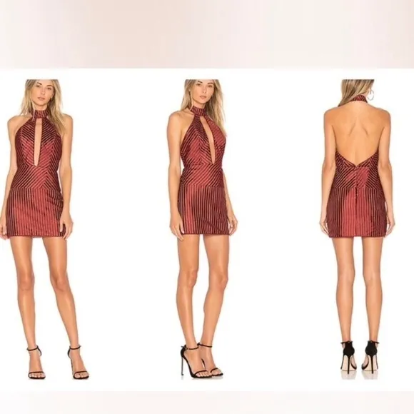 NBD NWT Ozzie burgundy halter mine dress - Image 2