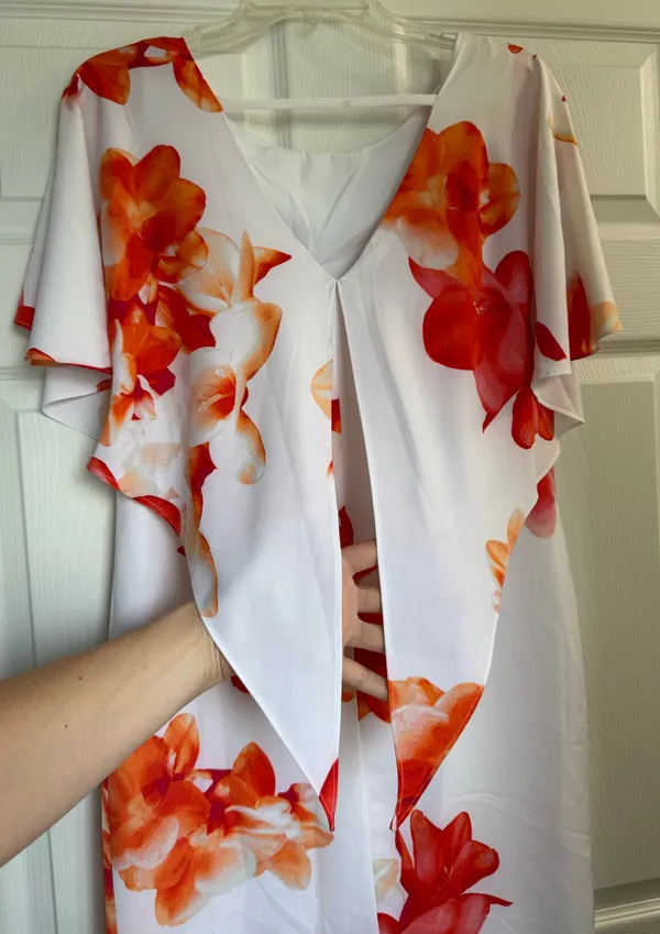 Calvin Klein Capelet Floral White Pink Dress Size 4 - Image 4
