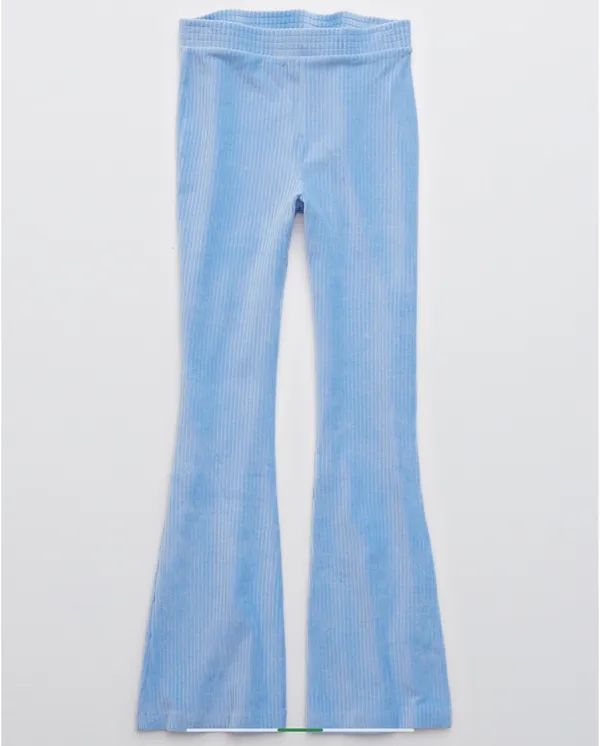 Aerie Groove On Velour Flare Pants High-Rise Ribbed - Image 2