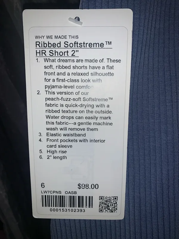 NWTs size 6 lululemon ribbed HR Softstreme shorts - Image 3