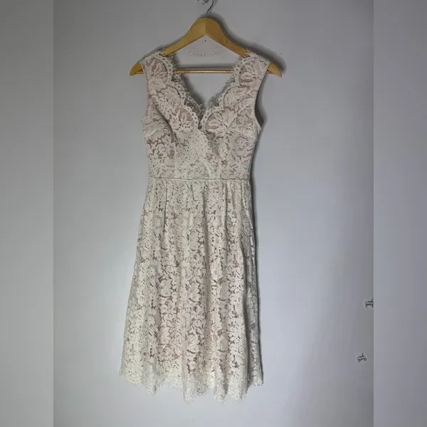Lulu's Love Swept White Lace Midi Skater Dress‎ Size XS - Image 3