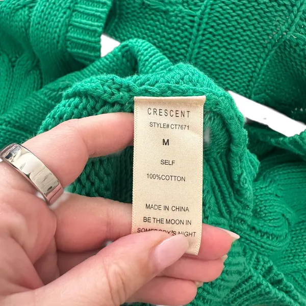 CRESCENT Cable‎ Knit Oversized Vest Green Medium - Image 5