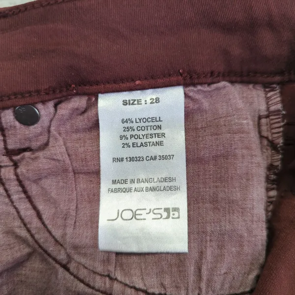 Joes Jeans Womens‎ 28 Skinny Mid Rise Burgundy Wine Red Lyocell Blend Pants - Image 8