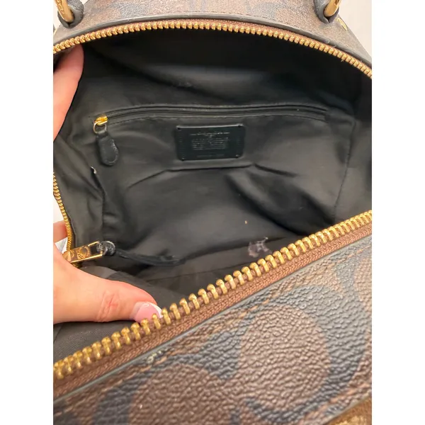 Coach Jordyn Backpack Women Medium Brown Beige Signature Coated Canvas Logo - Image 16