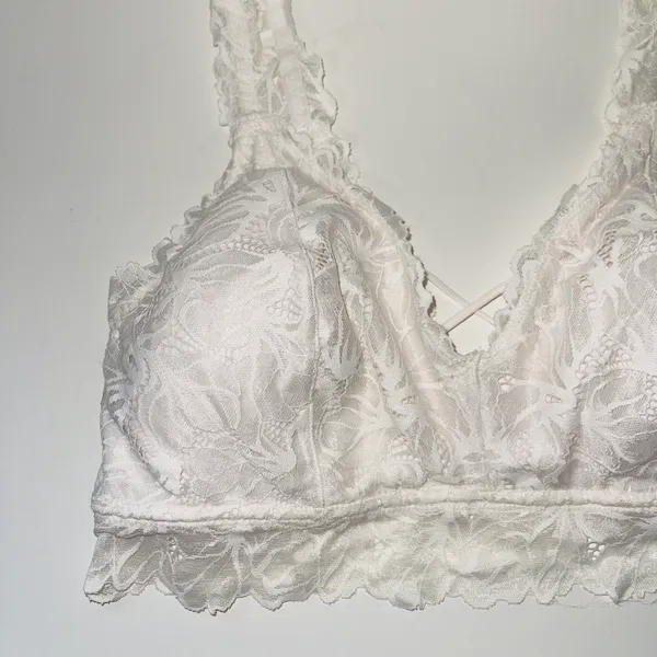 Maurices White Allover Lace Plunge Criss Cross Back Bralette - Image 4