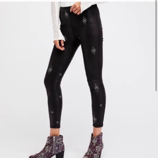 NWT Free people studded‎ vegan leather leggings sz 24 - Image 2