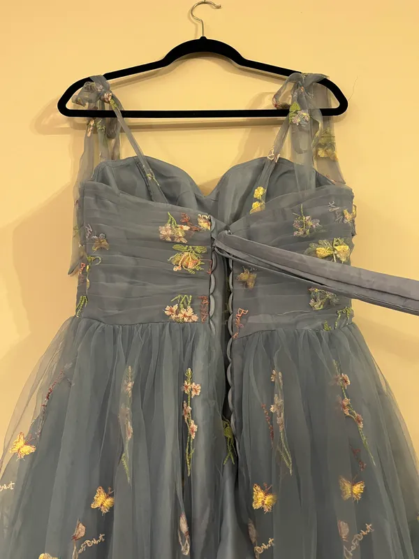 Blue Floral Prom / Formal Dress SZ 18 - Image 5