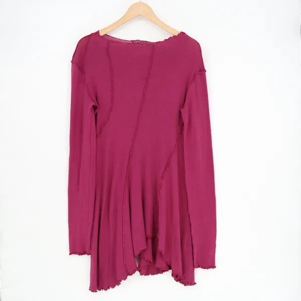 We The Free People Swing Shift Dress Womens M Plum Cotton Boat Neck Long Sleeve - Image 2
