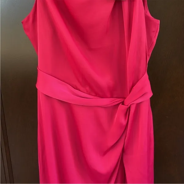 NWT Banana Republic Tie Neck Sleeveless Sheath Midi Dress Fuchsia size 0 - Image 3
