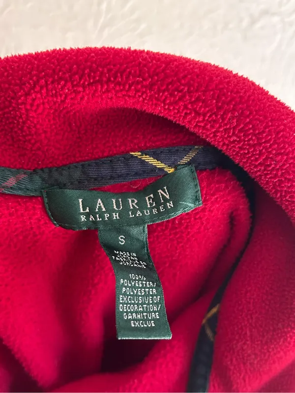 Lauren Ralph Lauren Vintage Y2K Red Crest Fleece Jacket Preppy Academia Small - Image 4