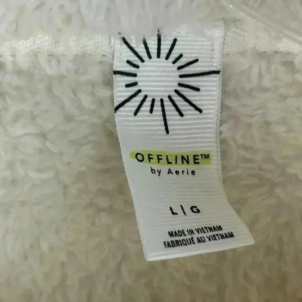 OFFLINE by Aerie Women's Large White Fleece Zip-Up‎ Teddy Jacket Cropped - Image 4