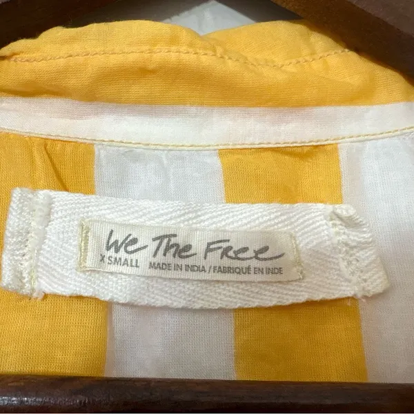 Free People We The Free Float Away Shirt Yellow White Stripe Button Down NWT XS - Image 6