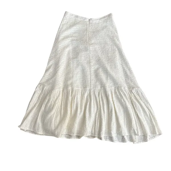 Alamour the Label‎ White Boucle Orelia Midi A-Line Skirt Size XL Bridal Wedding - Image 3