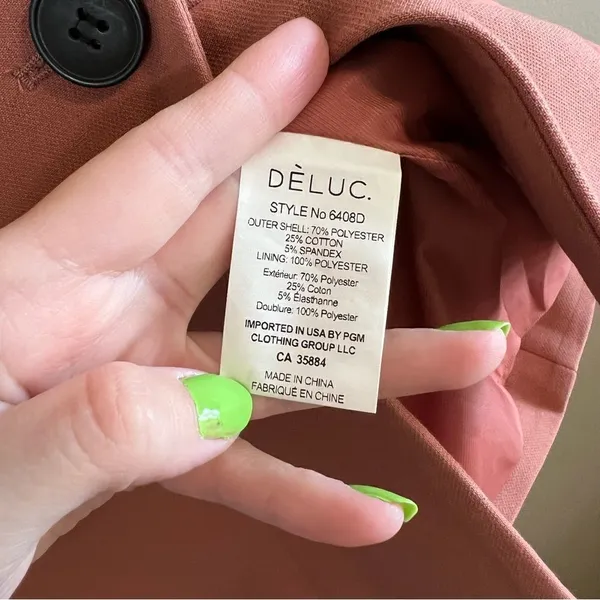 ✨ Deluc Women’s Salmon‎ Coral Sabrina Double Breasted Blazer Small NWT - Image 6