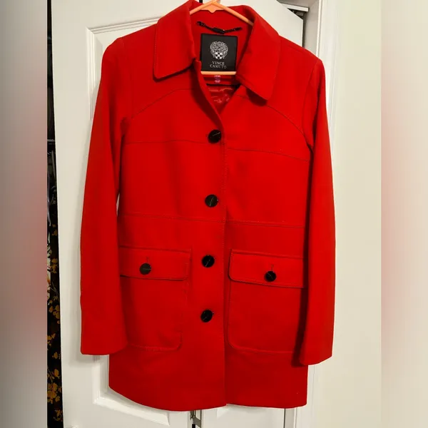 Vince Camuto Size XS red long peacoat jacket - Image 3