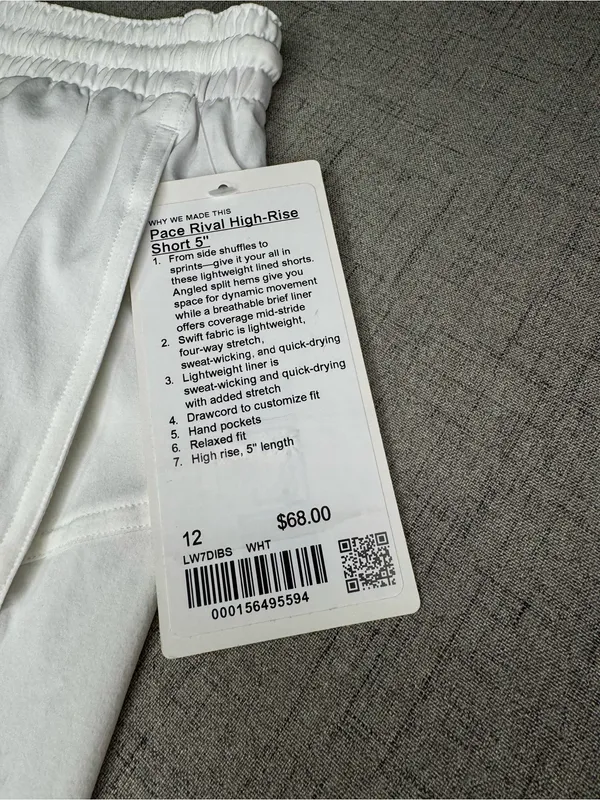 Lululemon Pace Rival High Rise Short Athletic Shorts White Size 12 NWT - Image 10