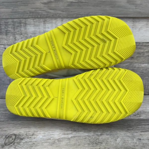 Tory Burch Crisscross Espadrille Slide Sandal White Patent Yellow Sz 7 - Image 6