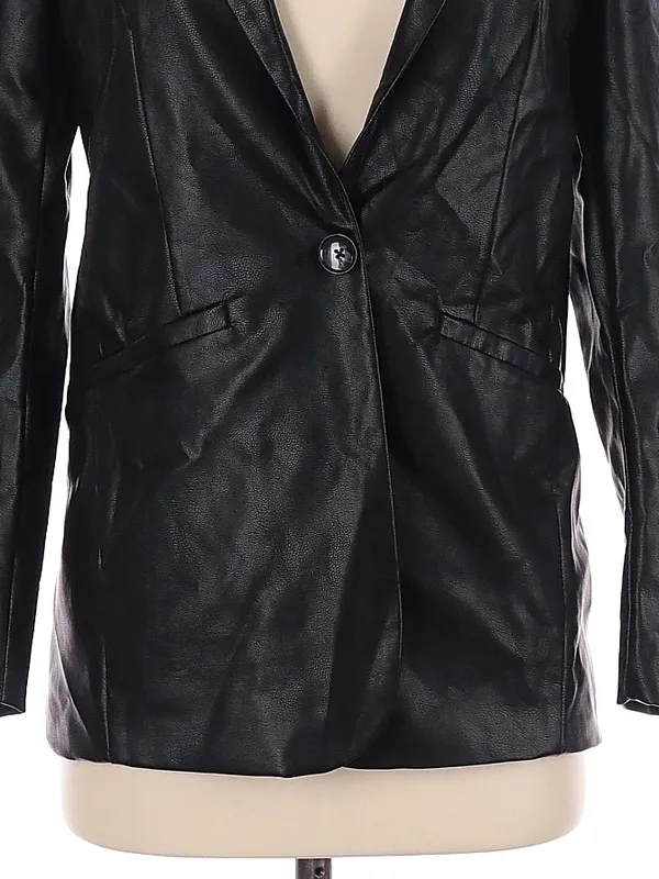 Z Supply Sandelle Black Faux Leather Blazer XS Going Out Indie Minimalist Edgy - Image 4
