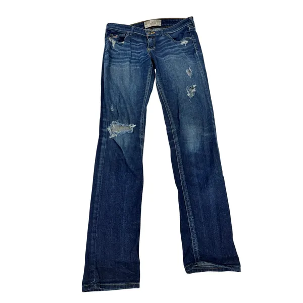 Hollister Y2K Distressed Bootcut Jeans Low Rise Dark‎ Wash W29 L31 - Image 5