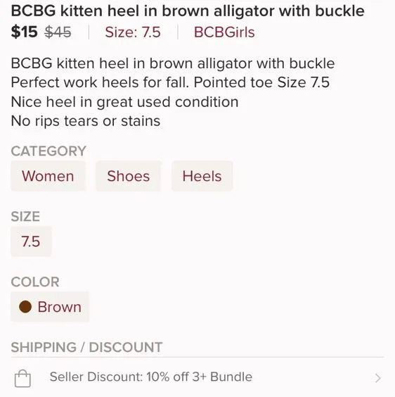 BCBGMAXAZRIA BCBG Girls Kitten Heels Size 7.5 Faux Alligator And Brown - Image 8