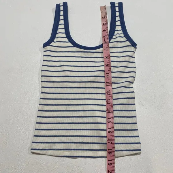 Abercrombie & Fitch XS Striped Ribbed Tank Top Blue White Coastal - Image 6
