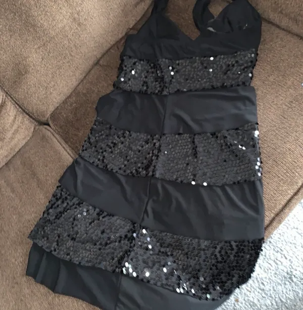 La Bellum sequins Black Sequin Tiered Slip Dress - Image 5