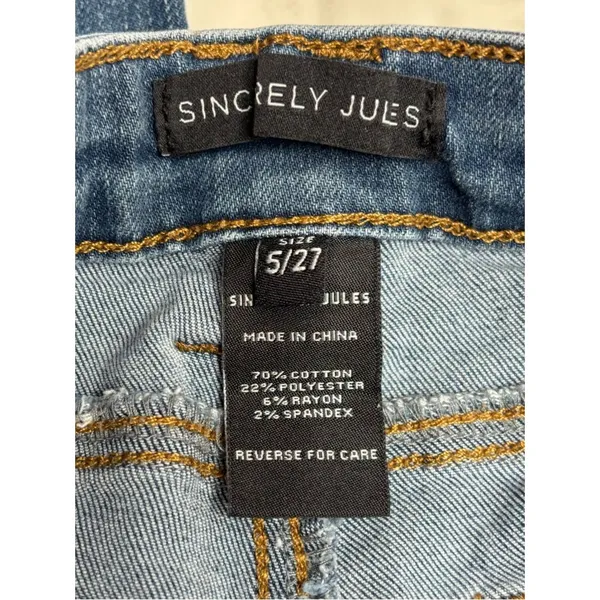 Sincerely Jules Blue Flare Jeans Mid Wash Wide Leg mid rise size 5/27 casual - Image 2