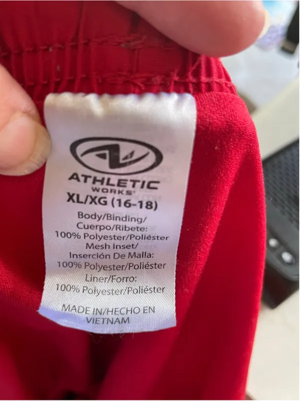 Women's Athletic Works Red & White Athletic Shorts XL - Image 2