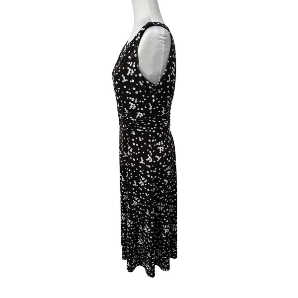 Jessica Howard Dress Womens 8‎ Brown Polka Dot Rockabilly Ruched Midi Retro - Image 5