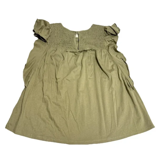 Banana Republic Women's Olive Green Ruffle Sleeve Tank Top Size Medium - Image 3