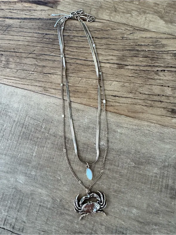 NEW Vintage Free People Crab Layered Necklace Cancer Zodiac Gold - Image 2