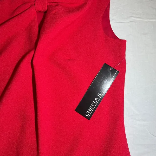 NEW Chetta B Body con Dress Lipstick Red Size 8 Zip Up Peek a Boo - Image 5
