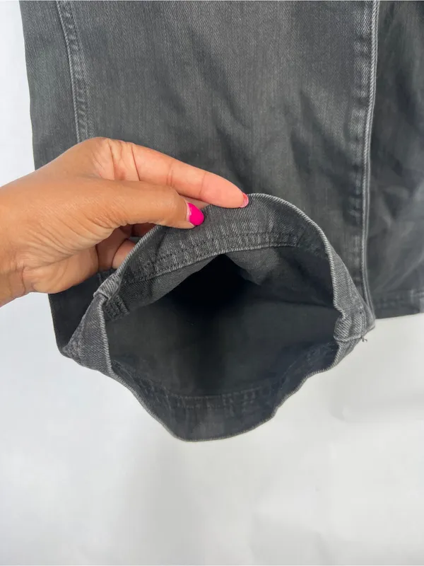 Aerie Baggy Y2K Overalls Smoked Gray Black Denim Size S - Image 5