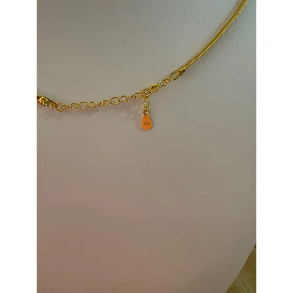 3mm Gold Herringbone Necklace | Gold Plated Sterling Silver‎ - Image 16