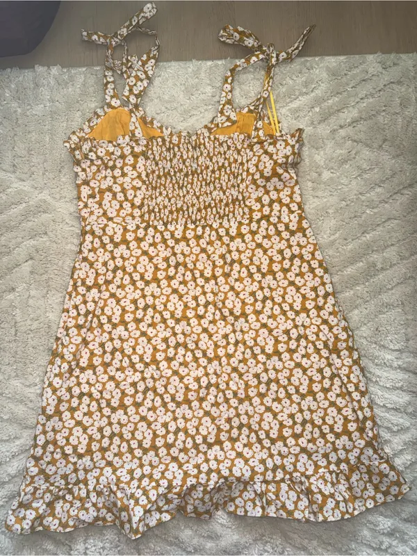 Princess Polly Yellow Floral Tie-Strap Mini Dress - Image 4