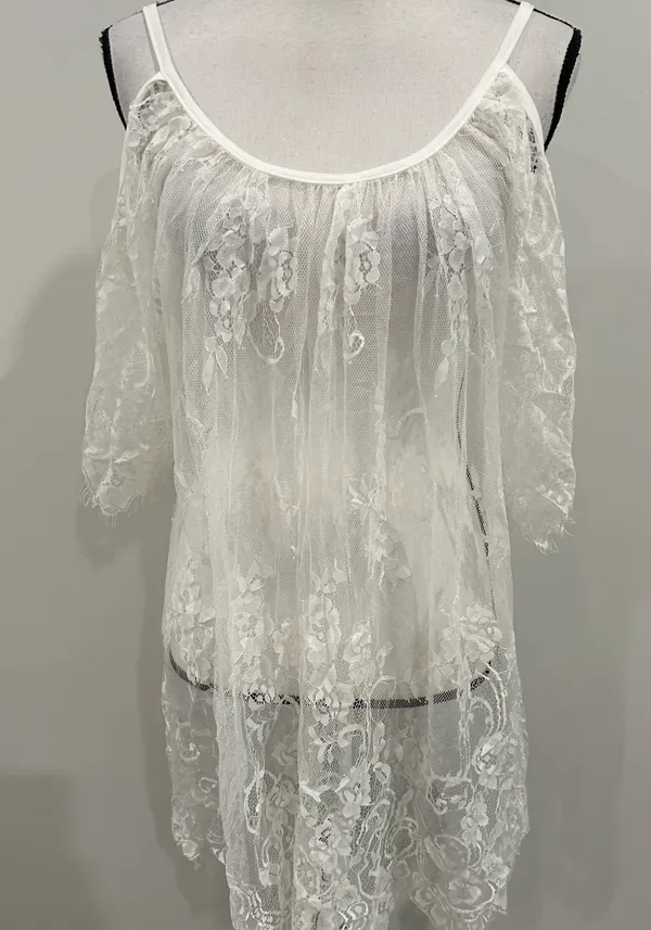 Lace Cover Shirt White Size XXL - Image 2