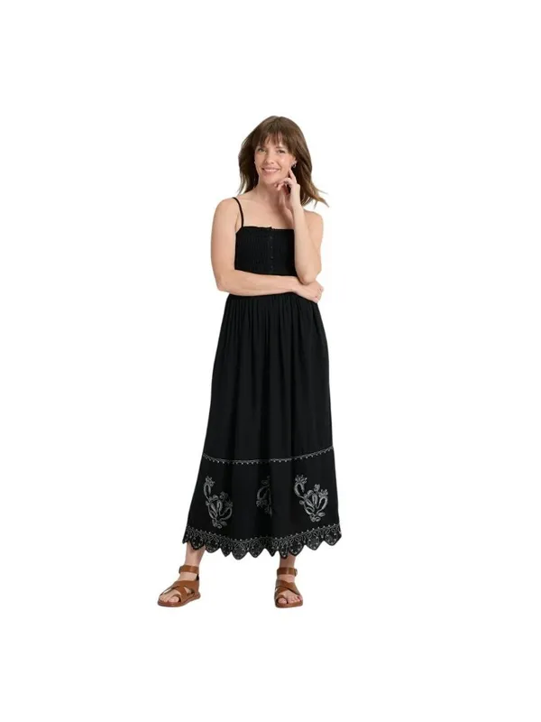 Universal Thread Button-Front Smocked Maxi Sundress 94442789 Black L - Image 8