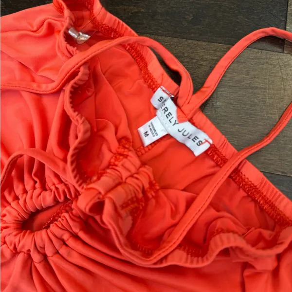 Sincerely Jules Bright Orange Halter Flowy Slinky midi dress - Image 6