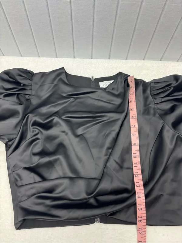 Anthropologie Mare Mare Satin Puff-Sleeve Top Black Draped Puff-Sleeve Blouse - Image 13