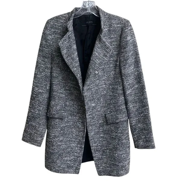 Zara double-breasted flecked frock tweed coat cotton blend medium #698 - Image 3