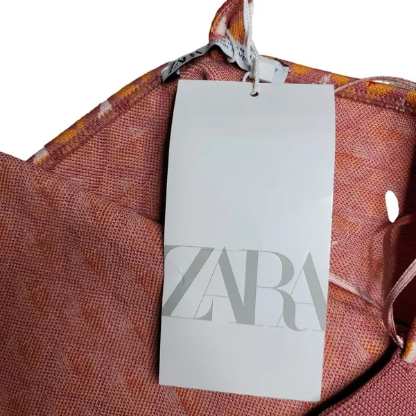 ZARA NWT asymmetrical colorful retro spaghetti bandana tank top orange size med - Image 7