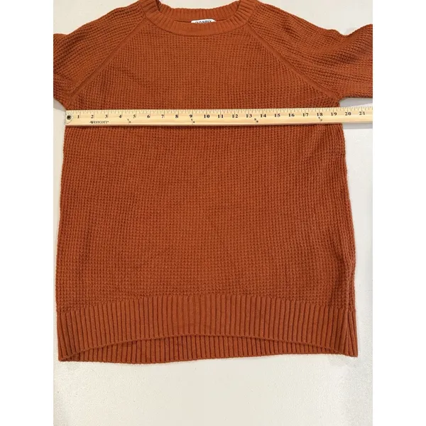Old Navy So Soft Waffle Knit Sweater Small Burnt Orange Stretch Minimal Work - Image 6