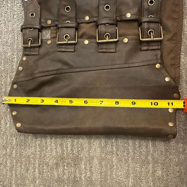 SisterParty Leather Cut Out Buckle Strapless Crop Top‎ Brown Medium NWT - Image 7