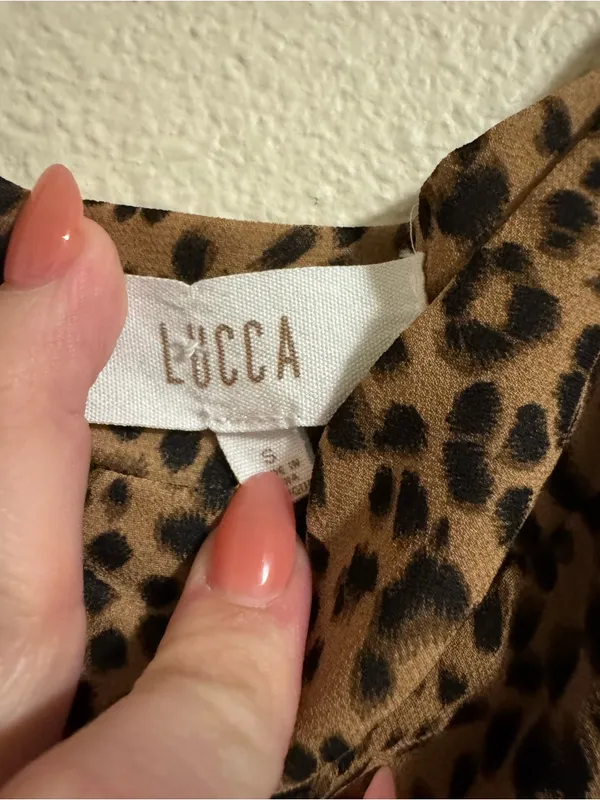 Lucca Tan and Black Leopard Square Neck Puff Sleeve Top - Image 2