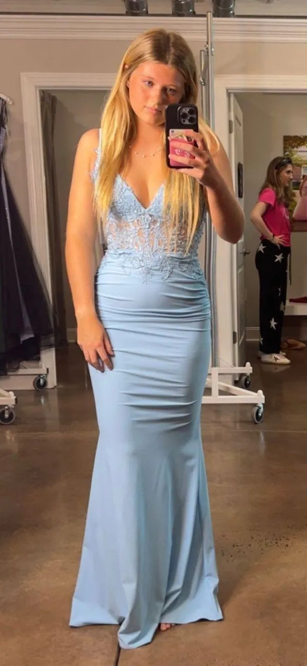 La Femme blue corset prom dress - Image 2